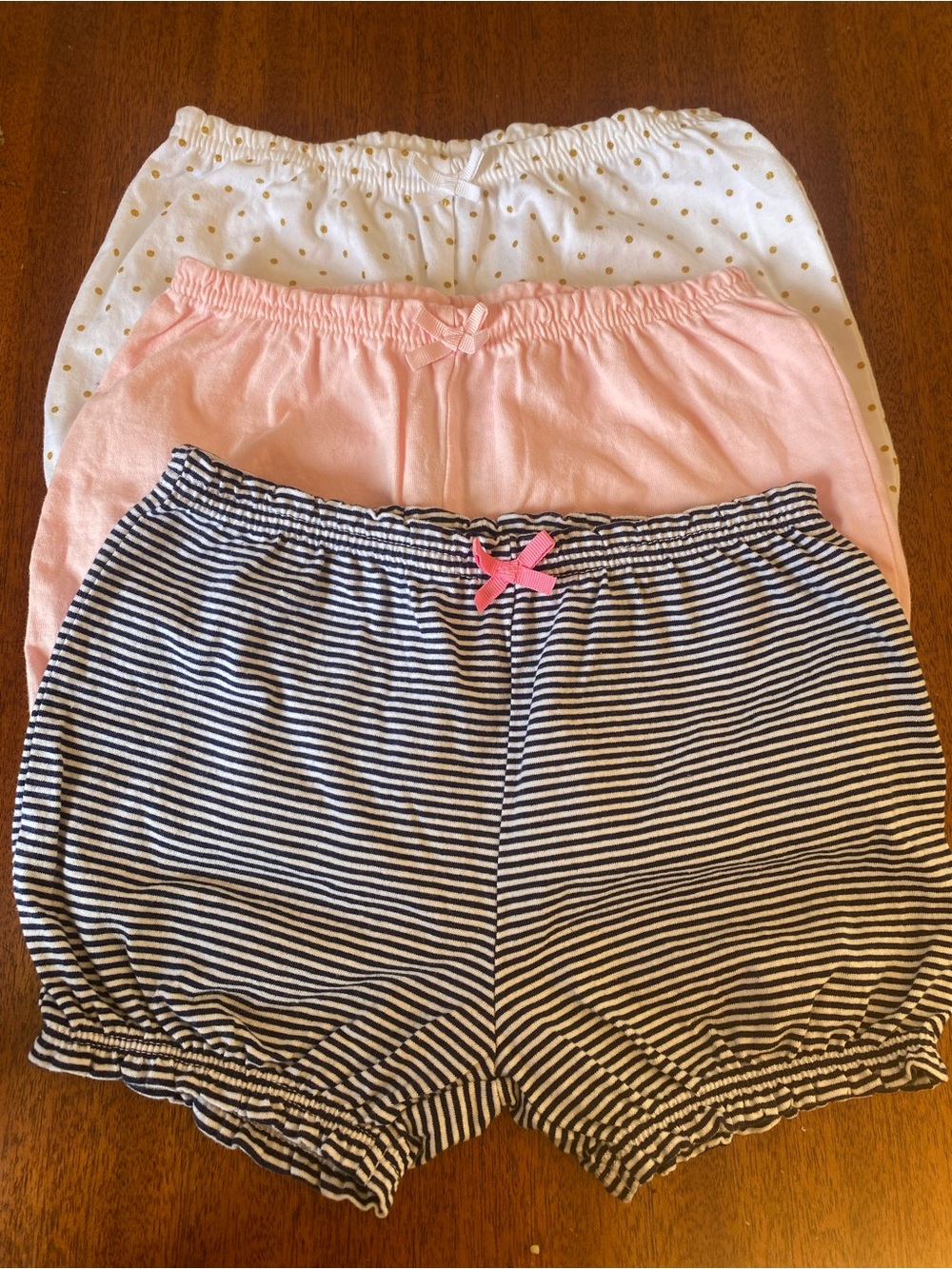 24 month 3-Pack Cotton Shorts — Navy Stripe, Pink & White Dot